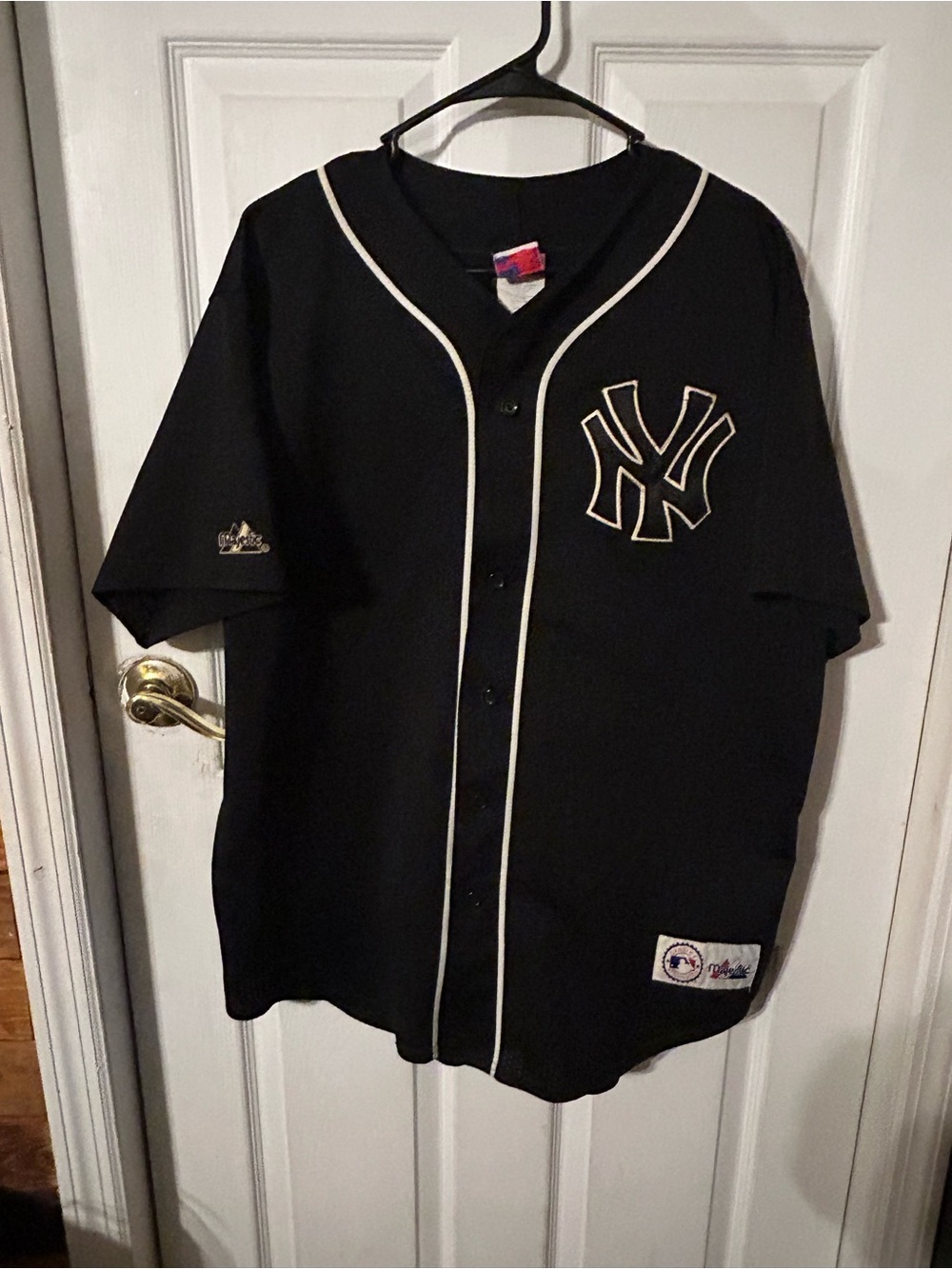 Majestic Kids Black Baseball Jersey with White Piping